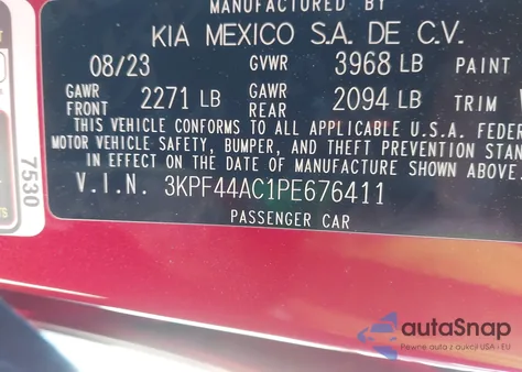 2023 Kia Forte Gt from USA, damaged, VIN 3KPF44AC1PE676411
